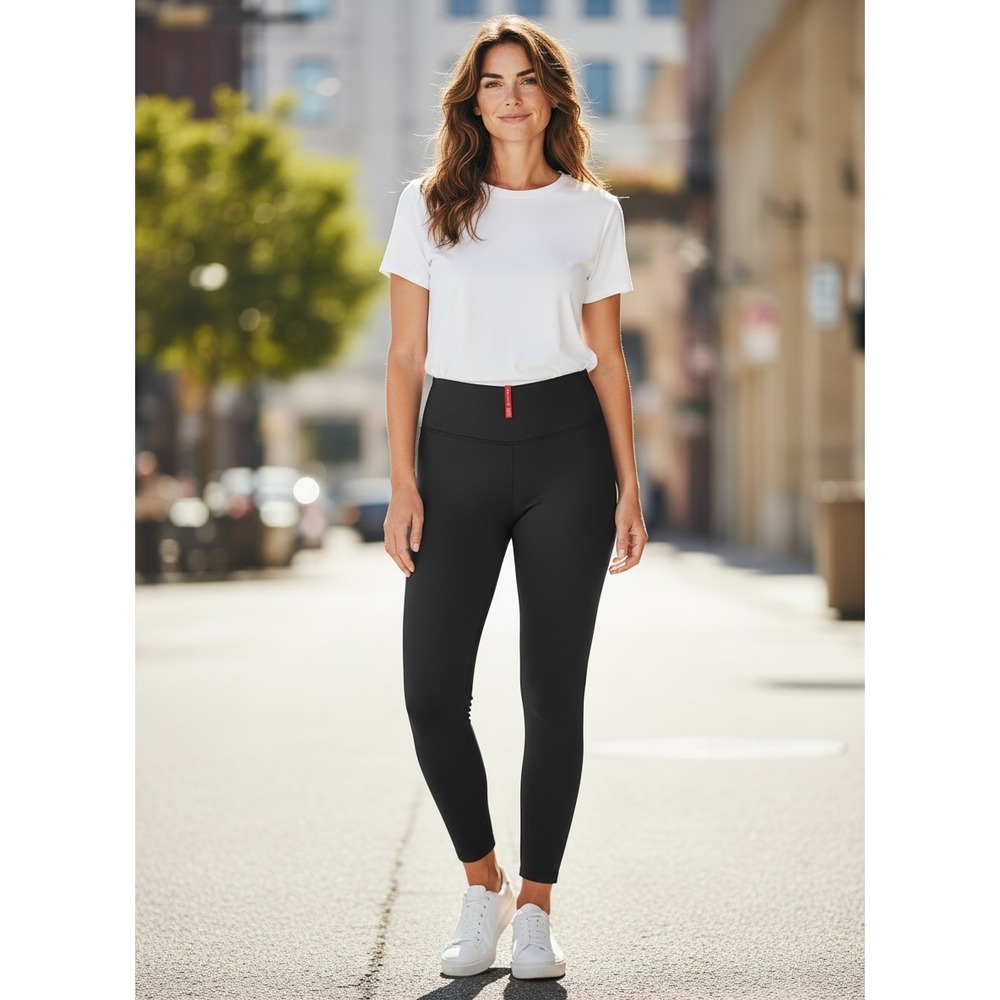 Spanx Booty Boost Active Leggings Black High Waisted Petite Large L/G 21 Inseam